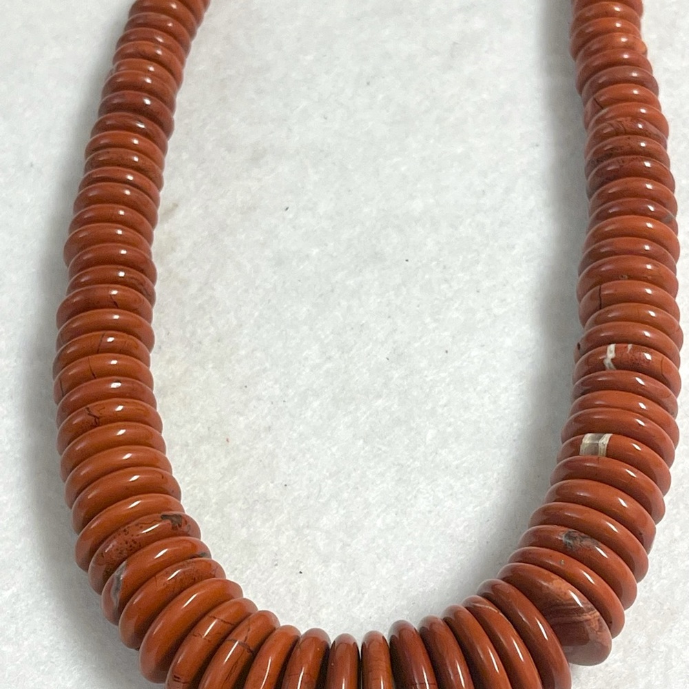 Vintage Sterling Silver Red Jasper Necklace - Picture 3 of 7